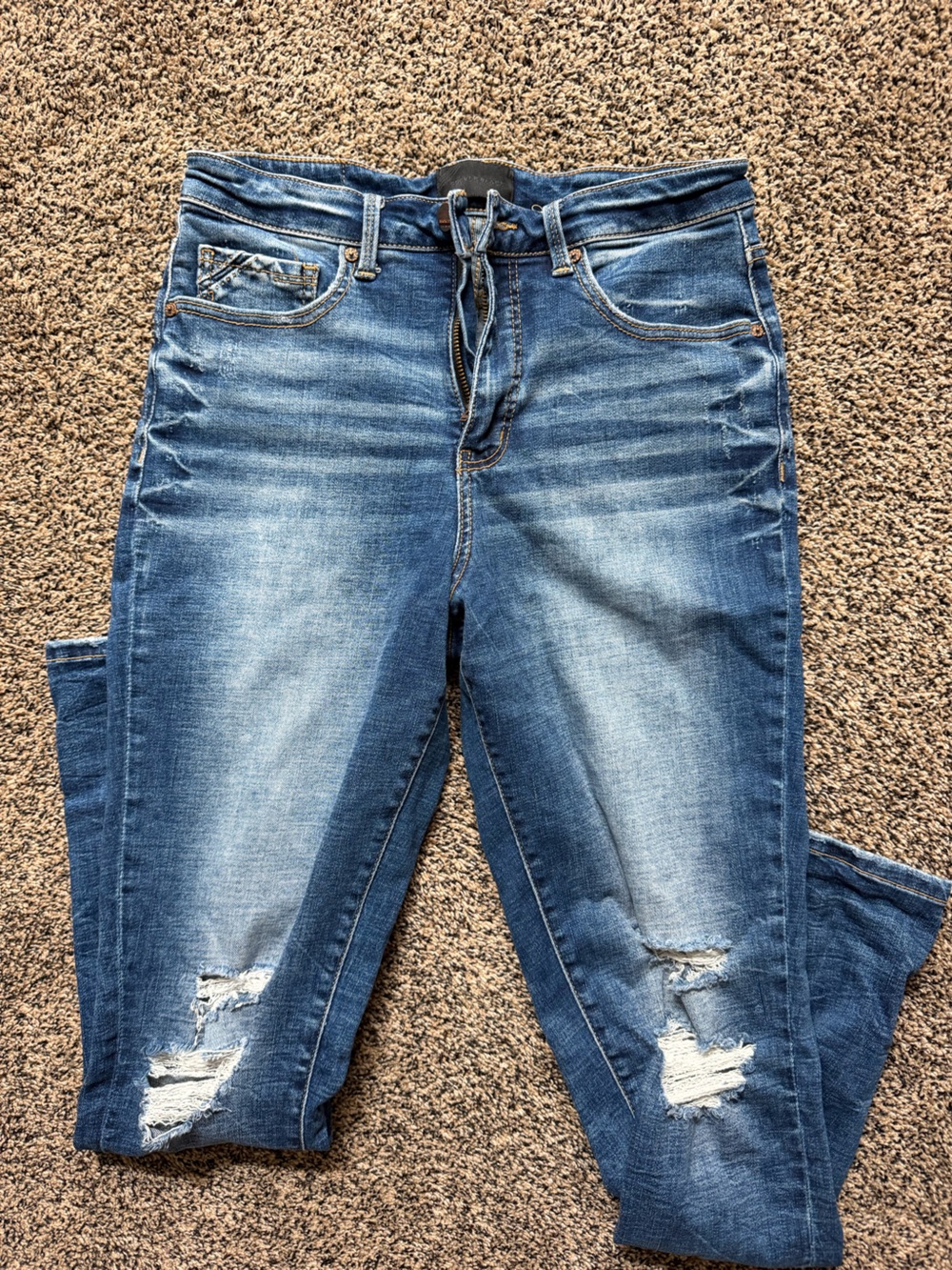 Classic Women's Blue Distressed Jeans